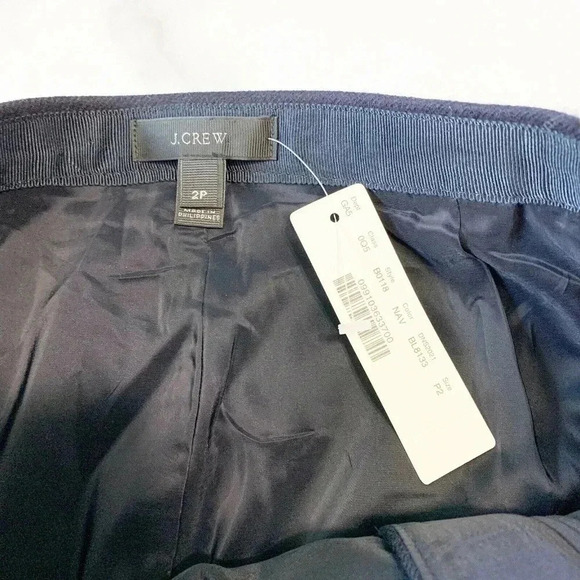 J. Crew Size 2 Petite Blue Wool Asymmetrical Zip Pencil Skirt NEW - Picture 4 of 6